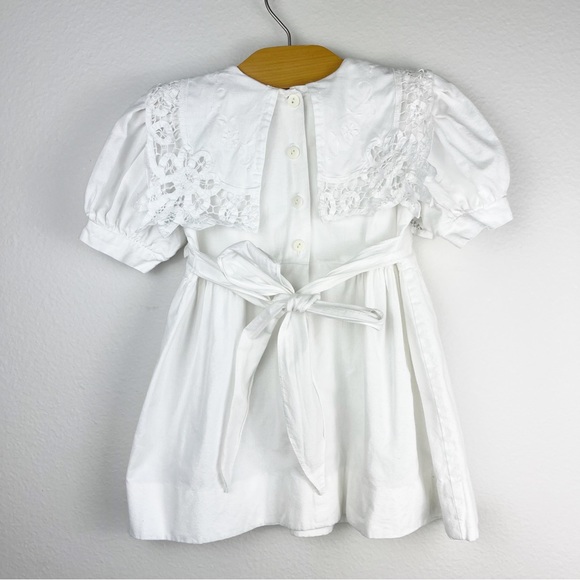 Vintage Allison Rose White Dress Eyelet Lace Bib Collar Size 2T - Picture 11 of 12